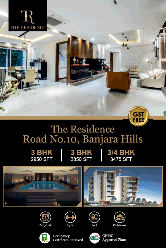 Book 3 bhk with amenities at The Residence in Banjara Hills, Hyderabad Update